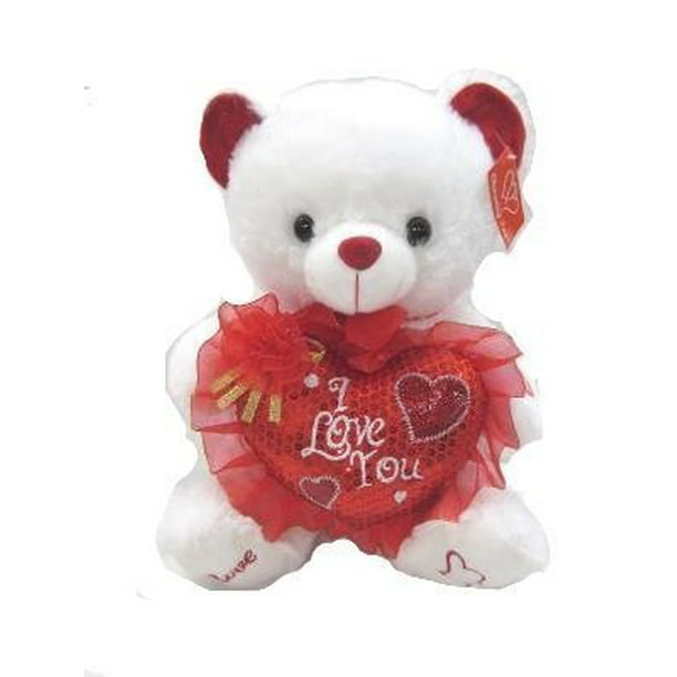 Valentine Gift 2 Soft Teddy Bears Key Chains with I LOVE YOU Heart